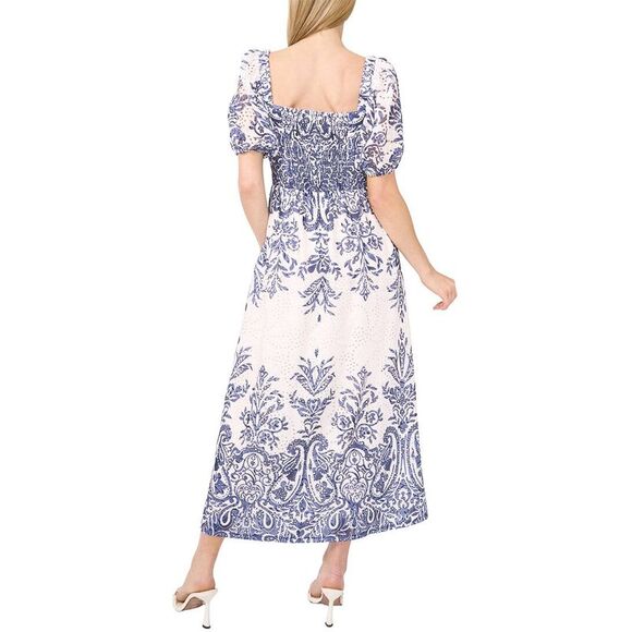 Ted Baker Womens  Printed Eyelet Square Neck Puff Sleeve Dress - Picture 2 of 3